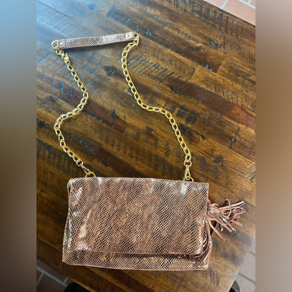 Cynthia Rowley metallic snakeskin purse.